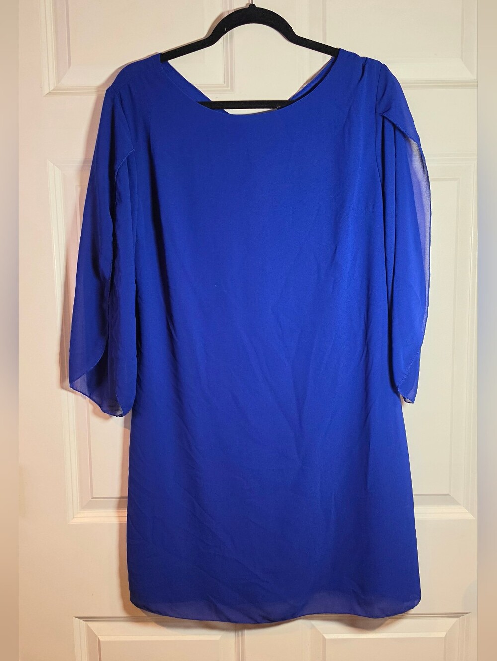 Grace Karin Royal Blue Women's Dress with Sheer Sleeves Zip Back L